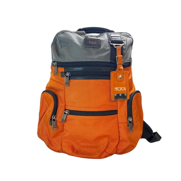 TUMI Alpha Bravo Knox Backpack in Grey and Orange - Picture 1 of 15